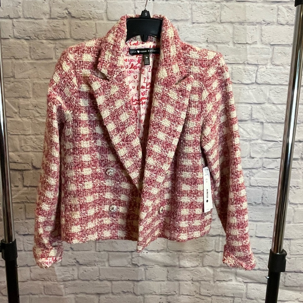 Aqua Women's Blush and Ivory Tweed Blazer